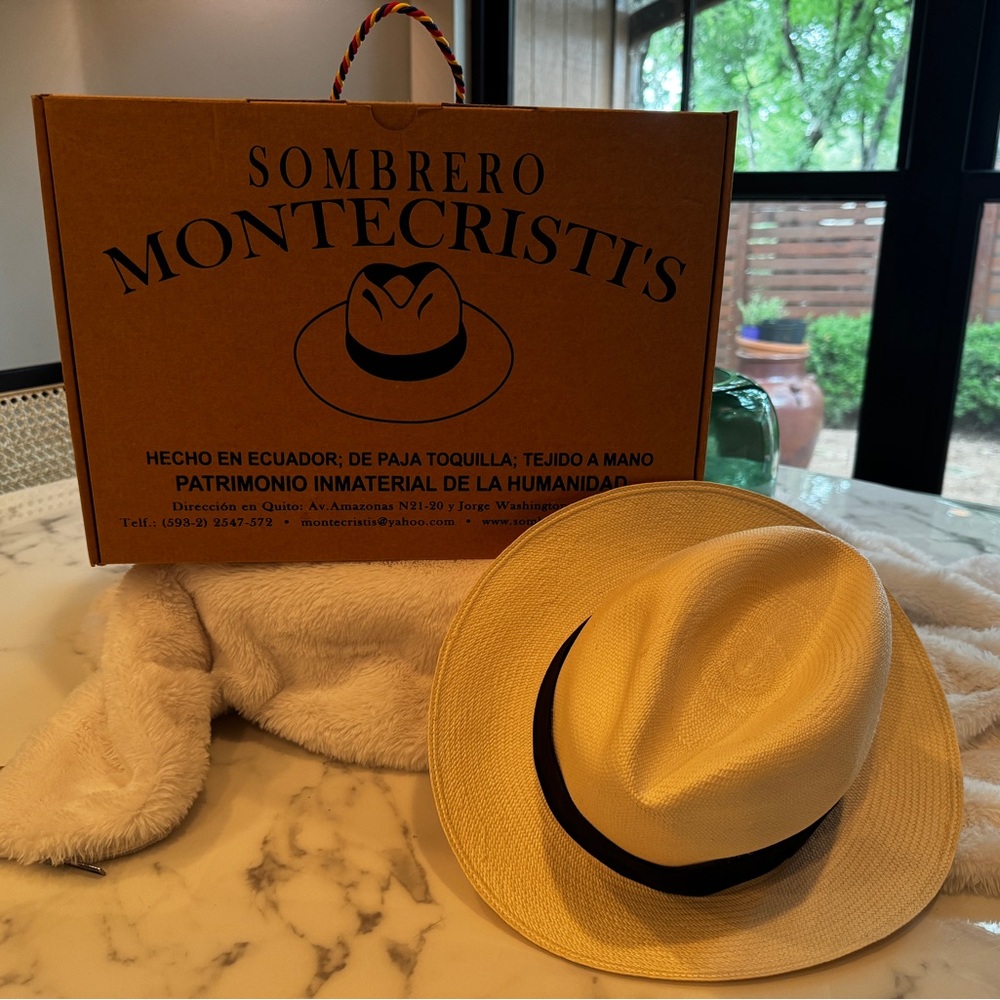 Montecristi's White Panama Hat handmade and bought in Ecuador